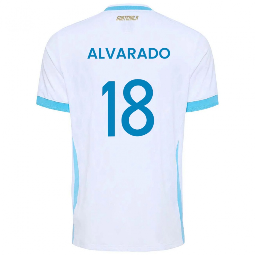 נשים גואטמלה Dereck Alvarado #18 לבן כחול שמיים זהב ג'רזי ביתית 26-28 חולצה קצרה