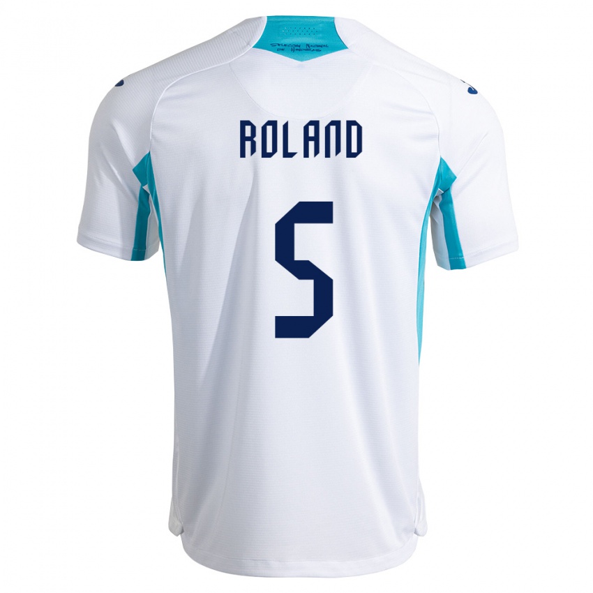 נשים הונדורס Daniel Roland #5 לבן כחול כחול שמיים ג'רזי ביתית 26-28 חולצה קצרה
