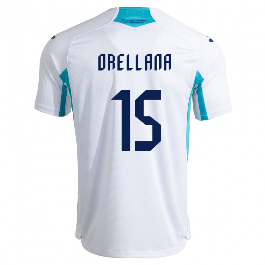 נשים הונדורס Jeremy Orellana #15 לבן כחול כחול שמיים ג'רזי ביתית 26-28 חולצה קצרה