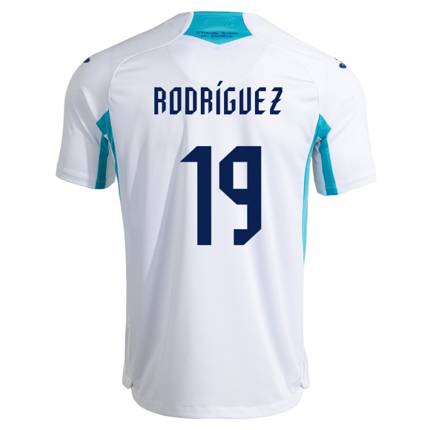 נשים הונדורס Jeremy Rodríguez #19 לבן כחול כחול שמיים ג'רזי ביתית 26-28 חולצה קצרה