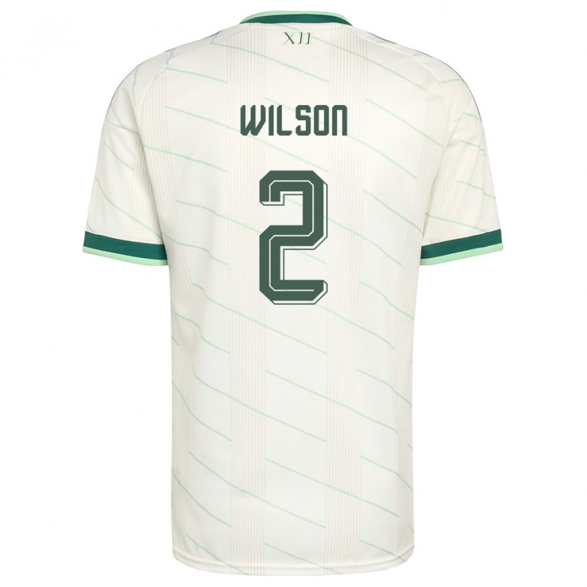 נשים צפון אירלנד Ben Wilson #2 לבן ירוק הרחק ג'רזי 26-28 חולצה קצרה