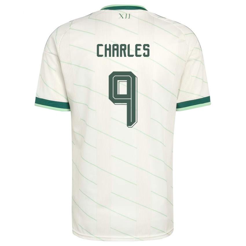 נשים צפון אירלנד דיון צ'ארלס #9 לבן ירוק הרחק ג'רזי 26-28 חולצה קצרה