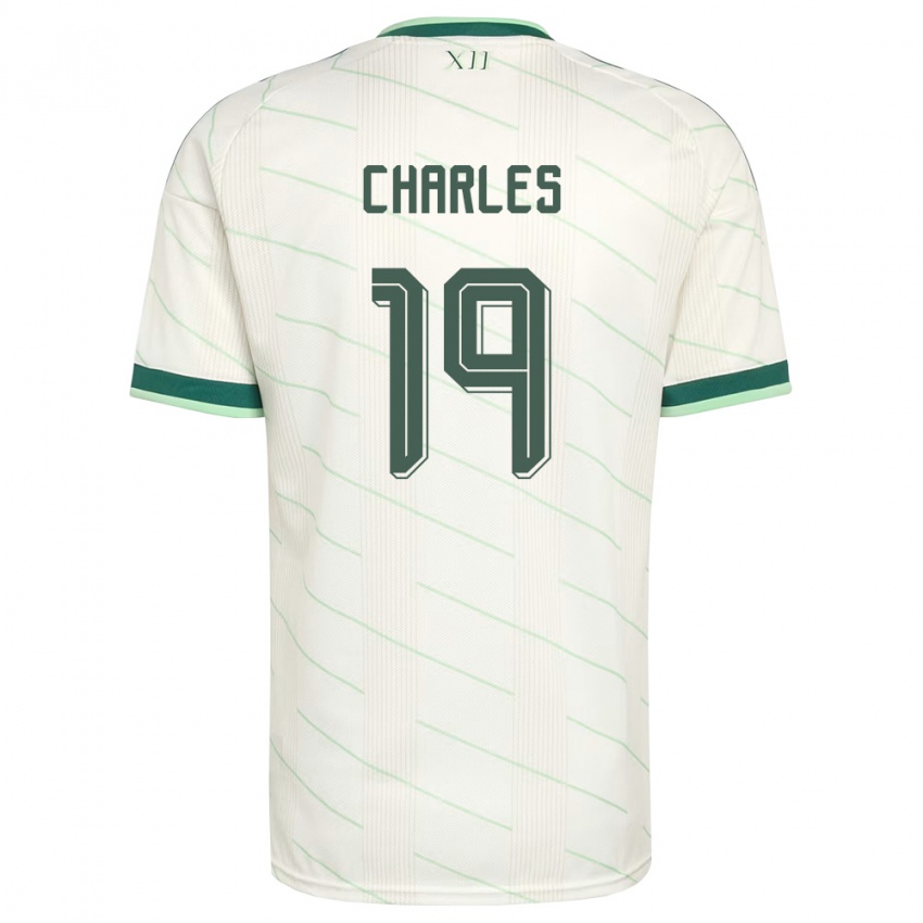 נשים צפון אירלנד שיי צ'ארלס #19 לבן ירוק הרחק ג'רזי 26-28 חולצה קצרה