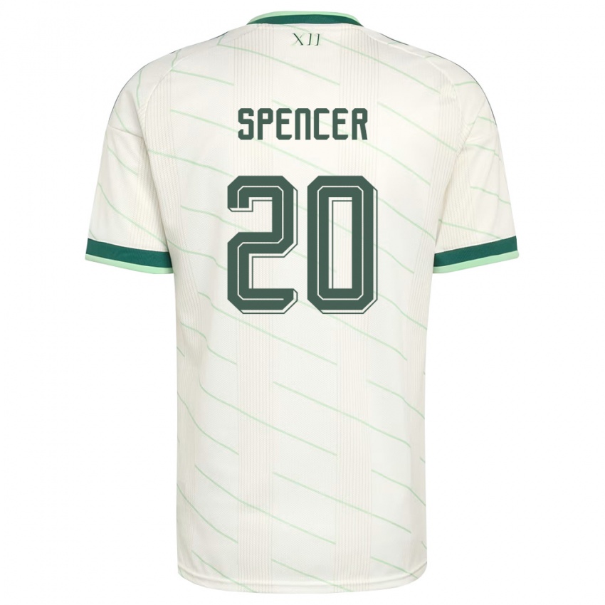 נשים צפון אירלנד ברודי ספנסר #20 לבן ירוק הרחק ג'רזי 26-28 חולצה קצרה