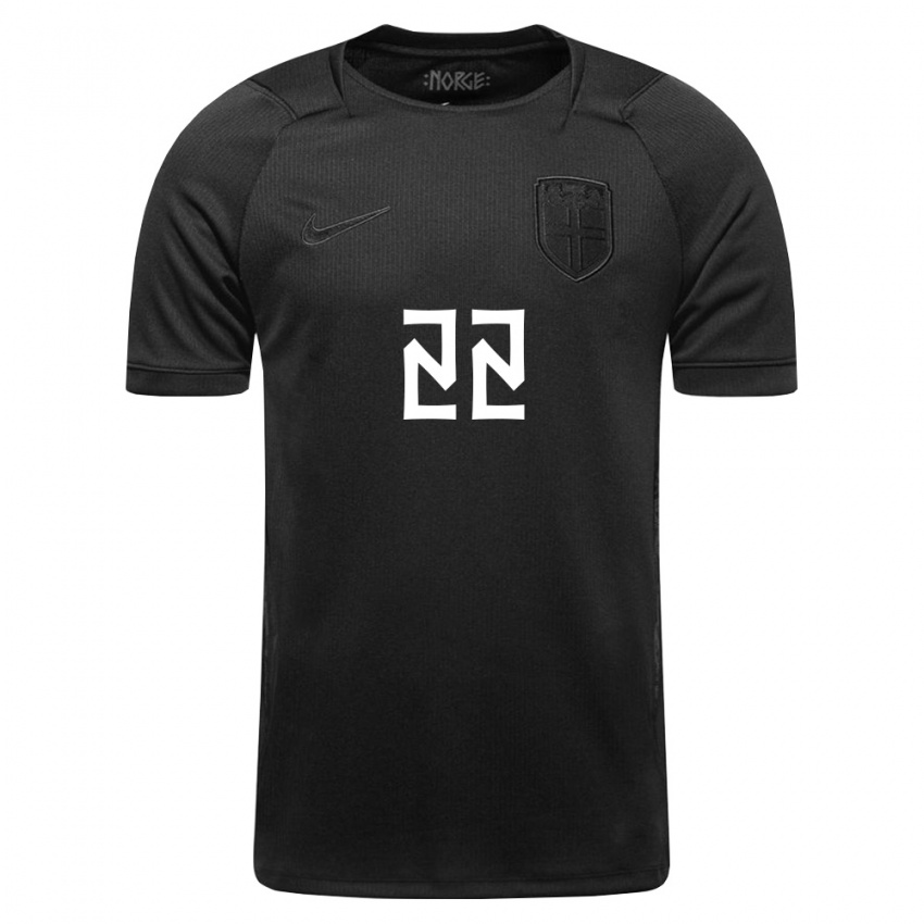 נשים נורבגיה אוסקר בוב #22 שחור הרחק ג'רזי 26-28 חולצה קצרה
