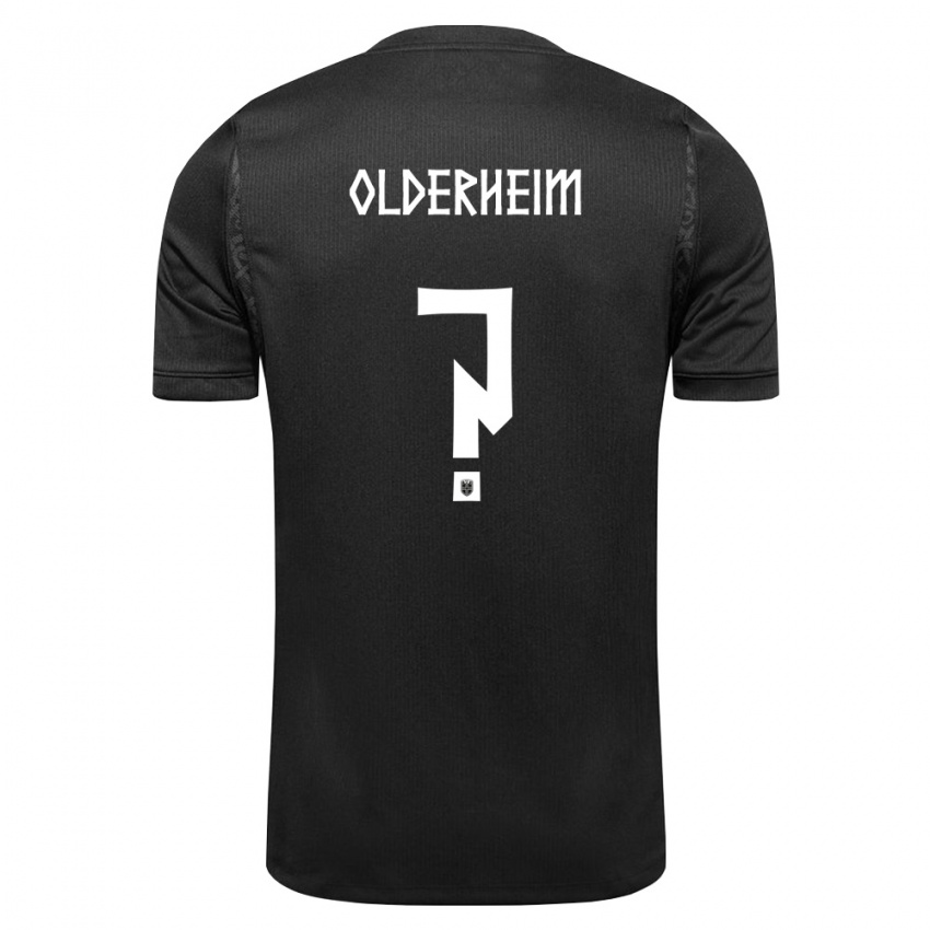 נשים נורבגיה Sebastian Olderheim #0 שחור הרחק ג'רזי 26-28 חולצה קצרה