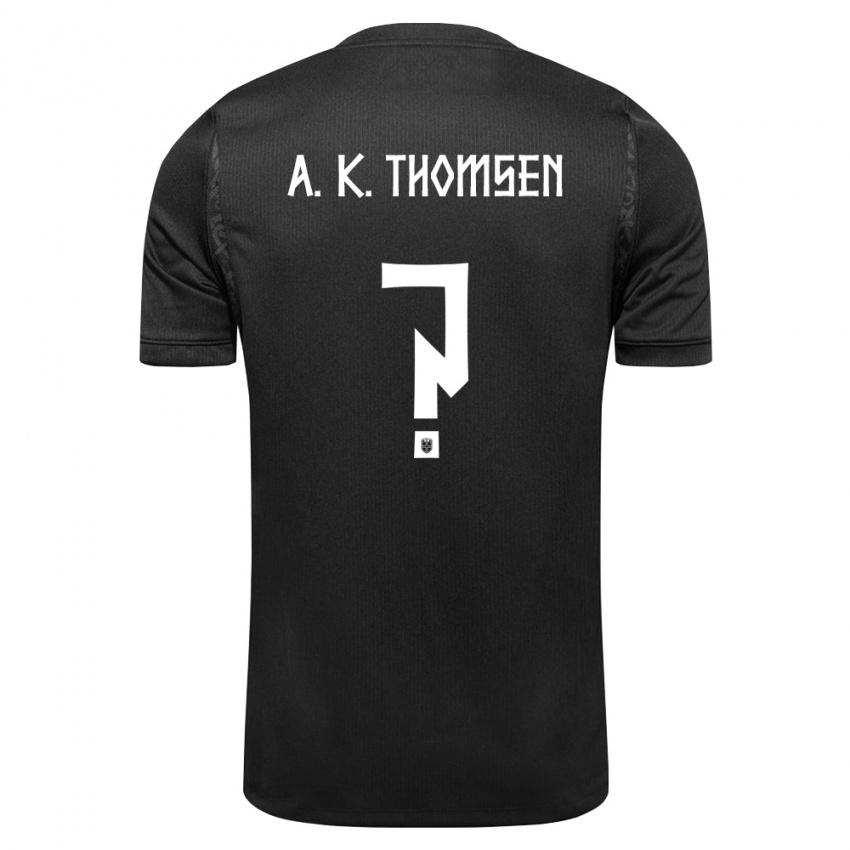 נשים נורבגיה Adrian Konglevoll Thomsen #0 שחור הרחק ג'רזי 26-28 חולצה קצרה