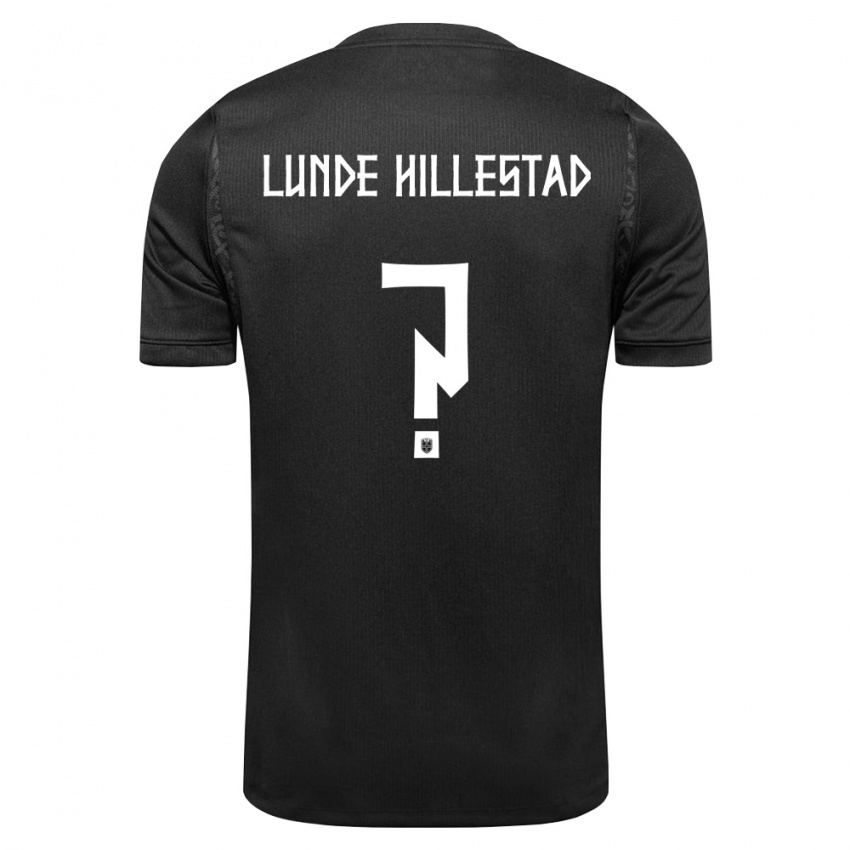 נשים נורבגיה Emil Lunde Hillestad #0 שחור הרחק ג'רזי 26-28 חולצה קצרה