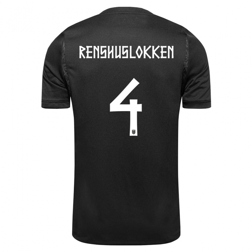 נשים נורבגיה Jesper Renshusløkken #4 שחור הרחק ג'רזי 26-28 חולצה קצרה