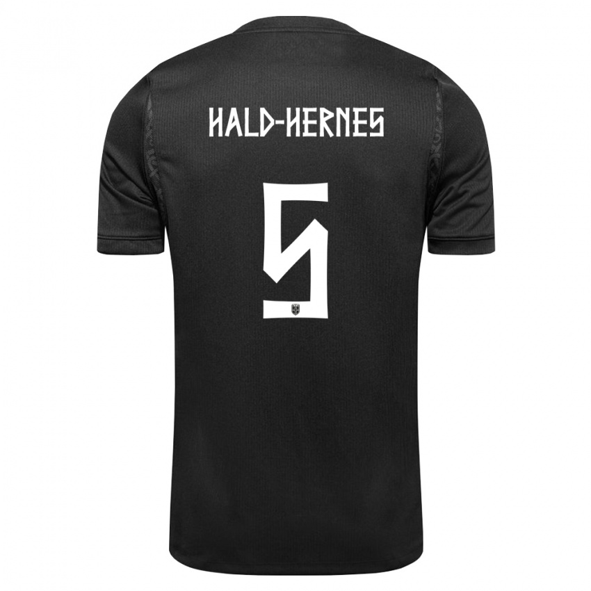 נשים נורבגיה Ulrik Hald-Hernes #5 שחור הרחק ג'רזי 26-28 חולצה קצרה