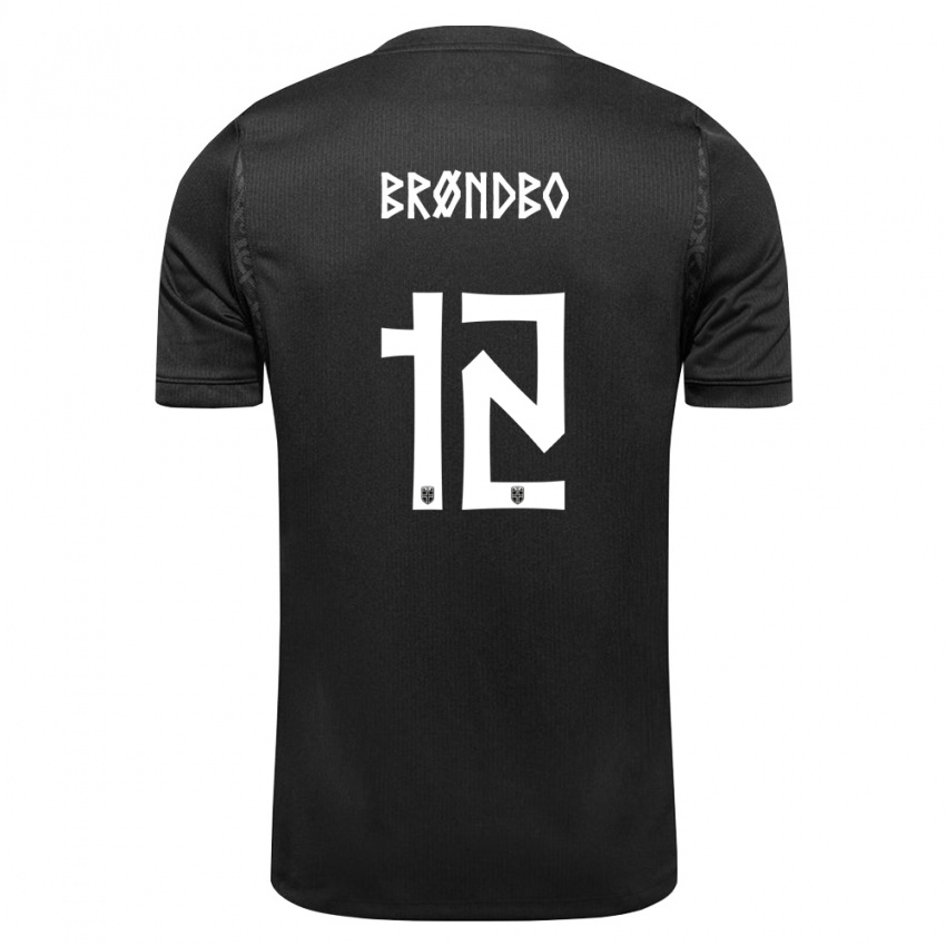 נשים נורבגיה Magnus Brøndbo #12 שחור הרחק ג'רזי 26-28 חולצה קצרה