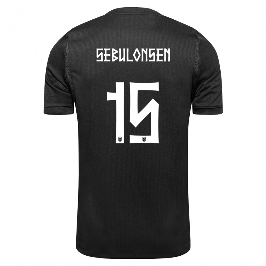 נשים נורבגיה Sebastian Sebulonsen #15 שחור הרחק ג'רזי 26-28 חולצה קצרה