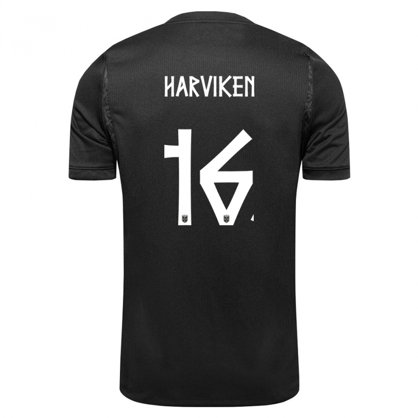 נשים נורבגיה Mathilde Harviken #16 שחור הרחק ג'רזי 26-28 חולצה קצרה