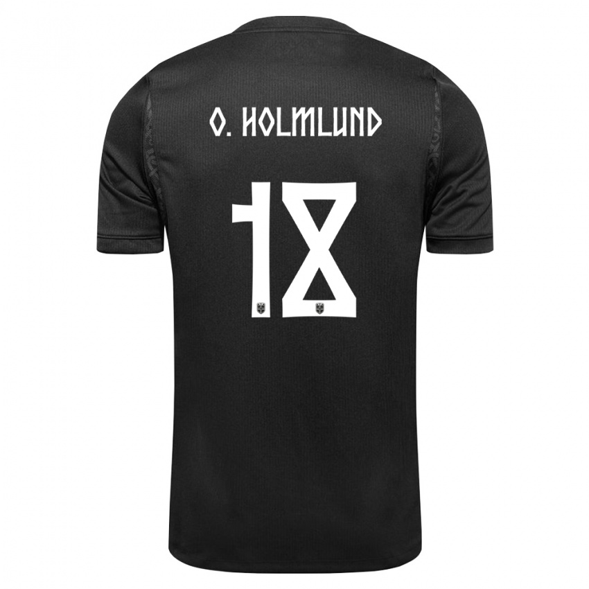 נשים נורבגיה Ola Holmlund Ørjasæter #18 שחור הרחק ג'רזי 26-28 חולצה קצרה
