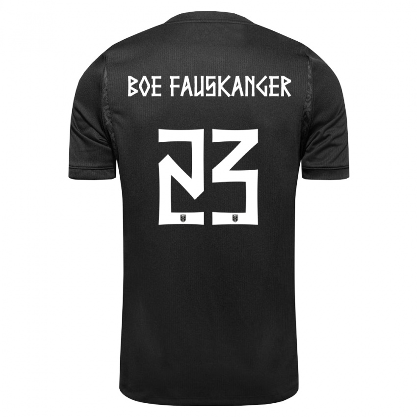 נשים נורבגיה Einar Bøe Fauskanger #23 שחור הרחק ג'רזי 26-28 חולצה קצרה
