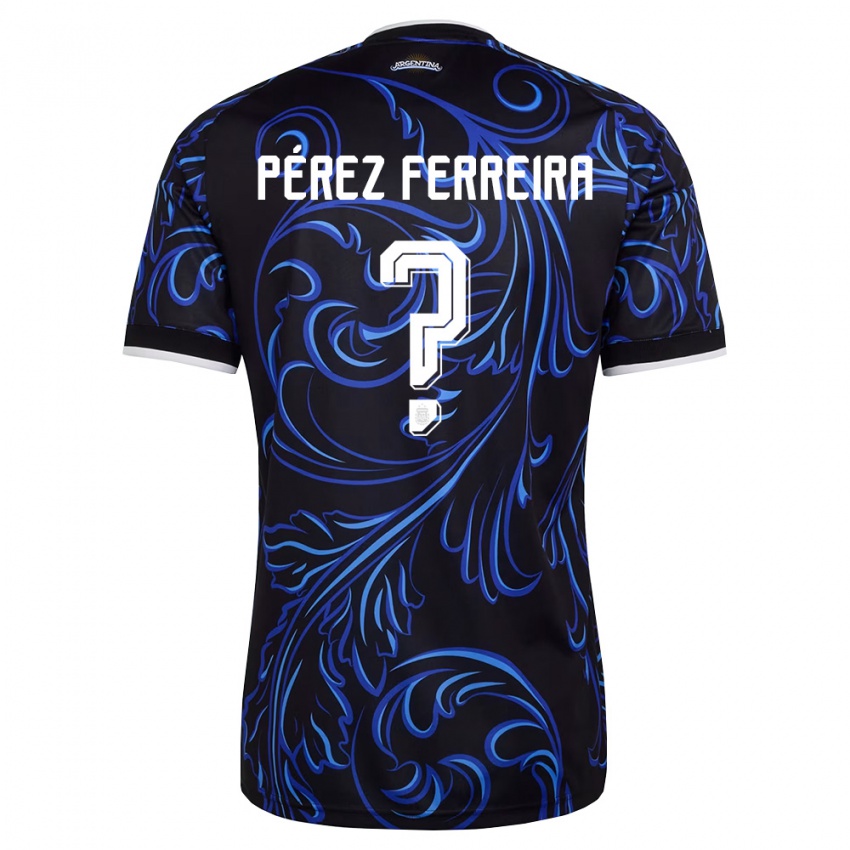 נשים ארגנטינה Thiago Pérez Ferreira #0 שחור לבן כחול שמיים הרחק ג'רזי 26-28 חולצה קצרה