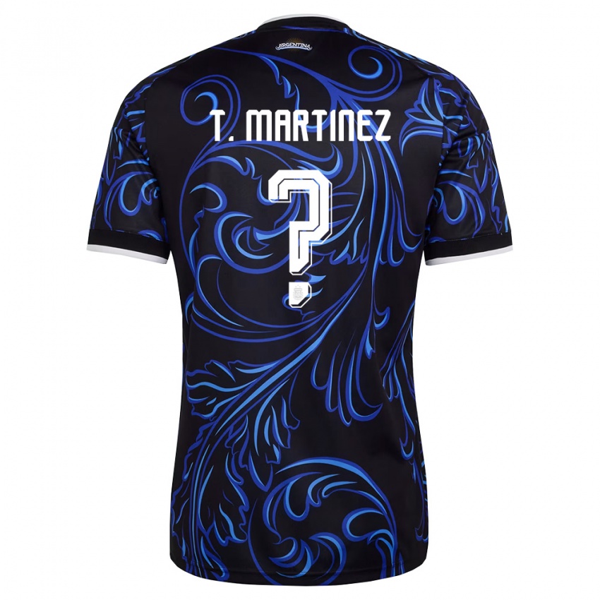 נשים ארגנטינה Tiziano Martinez #0 שחור לבן כחול שמיים הרחק ג'רזי 26-28 חולצה קצרה