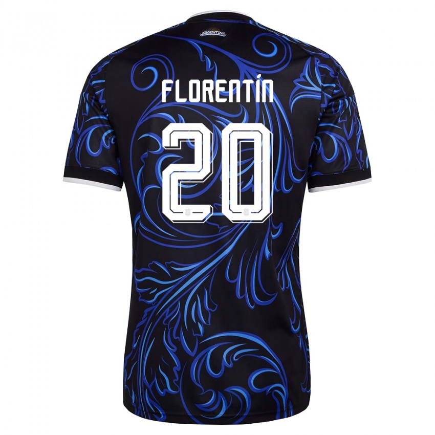 נשים ארגנטינה Ciro Florentín #20 שחור לבן כחול שמיים הרחק ג'רזי 26-28 חולצה קצרה