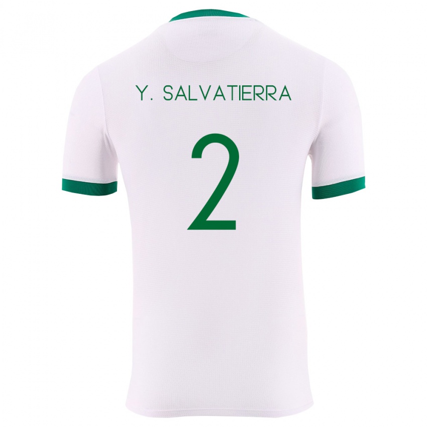 נשים בוליביה Yuditaz Jimena Salvatierra #2 לבן ירוק אדום הרחק ג'רזי 26-28 חולצה קצרה