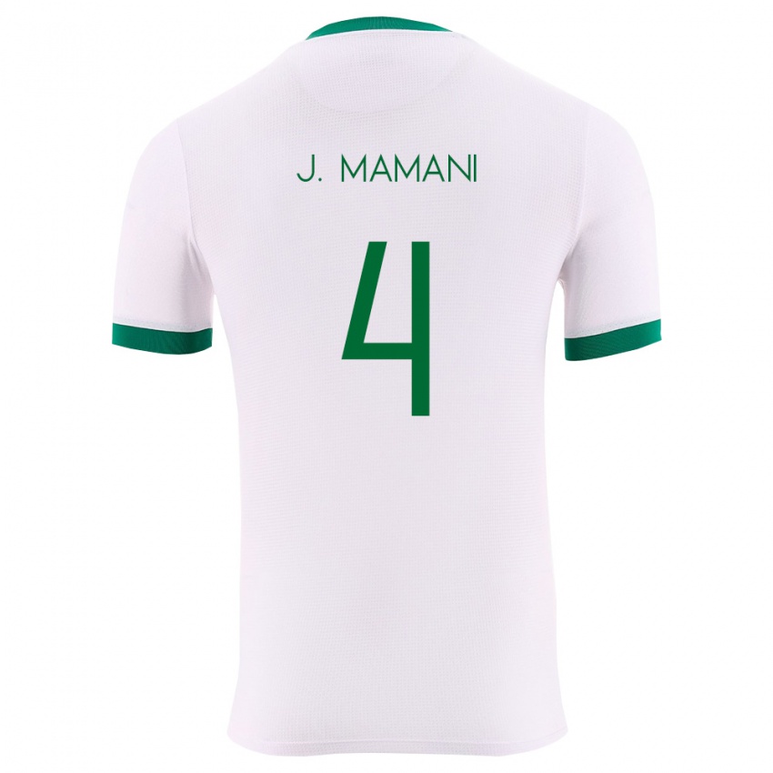 נשים בוליביה Jhylian Mary Mamani #4 לבן ירוק אדום הרחק ג'רזי 26-28 חולצה קצרה