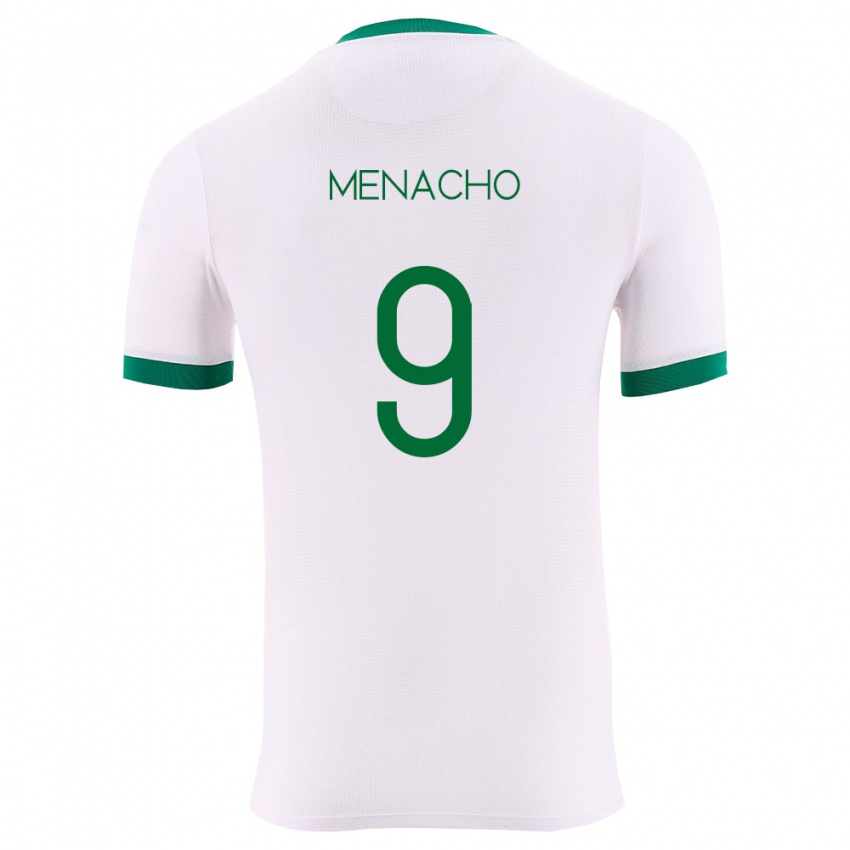 נשים בוליביה Cesar Menacho #9 לבן ירוק אדום הרחק ג'רזי 26-28 חולצה קצרה