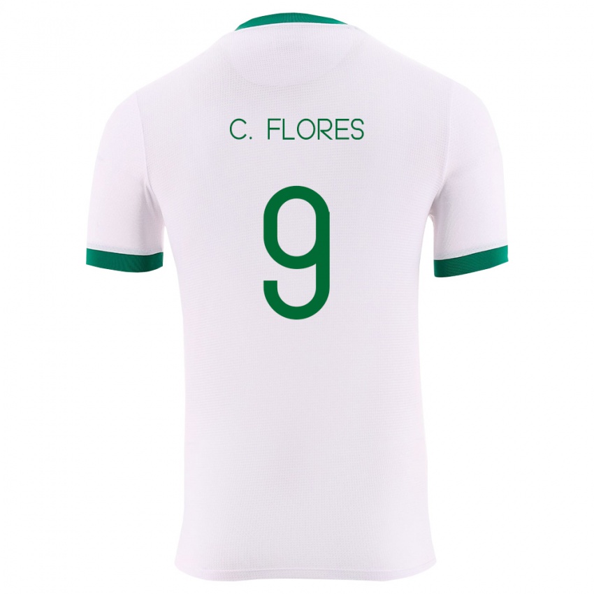 נשים בוליביה Cesar Flores #9 לבן ירוק אדום הרחק ג'רזי 26-28 חולצה קצרה