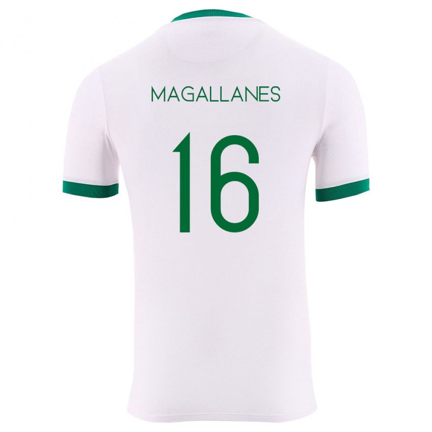נשים בוליביה Juan Magallanes #16 לבן ירוק אדום הרחק ג'רזי 26-28 חולצה קצרה