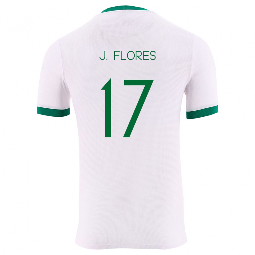 נשים בוליביה José Flores #17 לבן ירוק אדום הרחק ג'רזי 26-28 חולצה קצרה