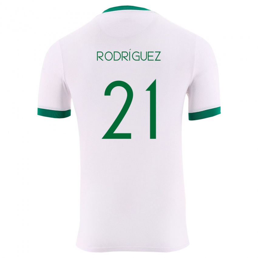 נשים בוליביה Mark Rodríguez #21 לבן ירוק אדום הרחק ג'רזי 26-28 חולצה קצרה