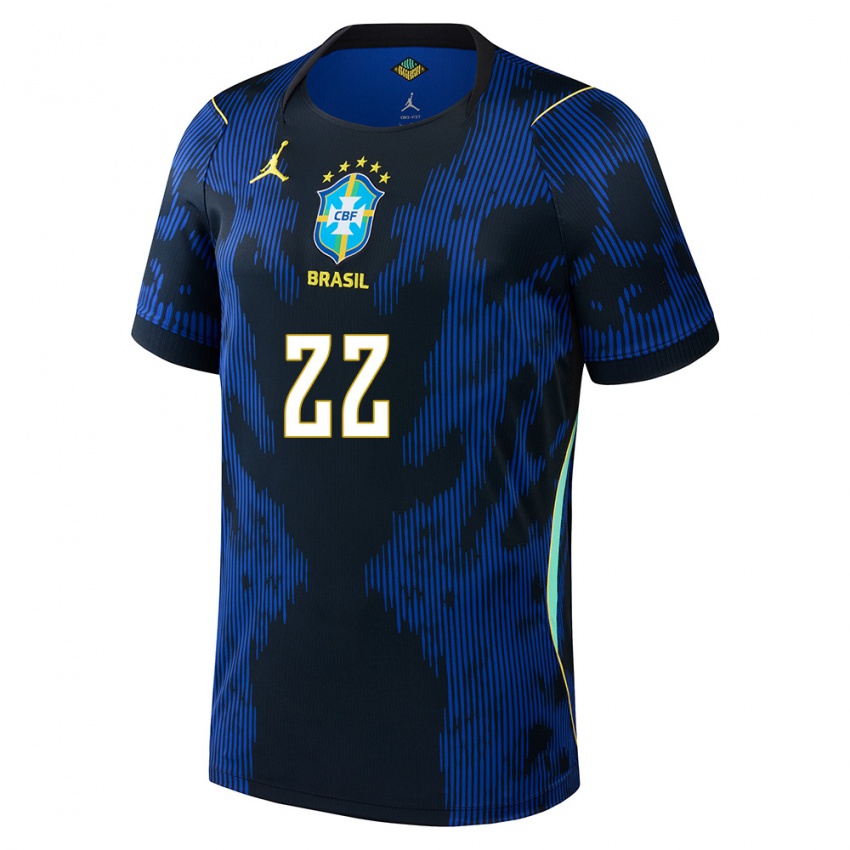 נשים ברזיל קאיו פליפה #22 כחול כהה צהוב הרחק ג'רזי 26-28 חולצה קצרה