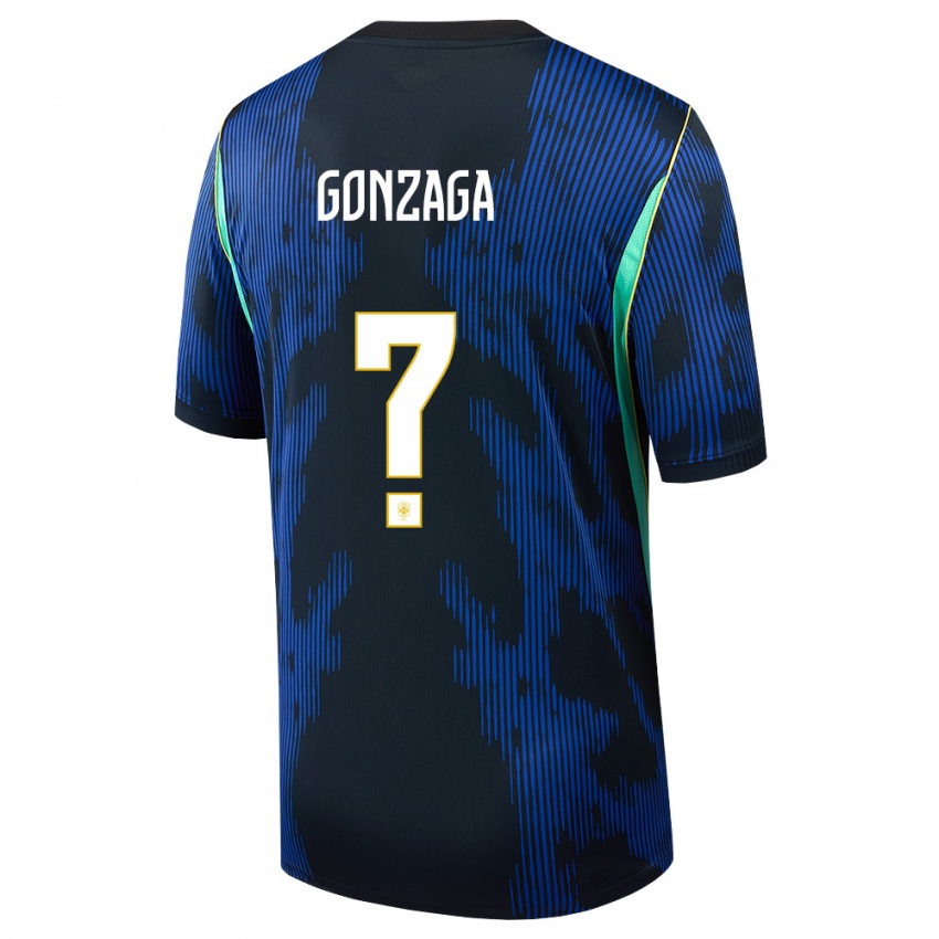 נשים ברזיל Rafael Gonzaga #0 כחול כהה צהוב הרחק ג'רזי 26-28 חולצה קצרה