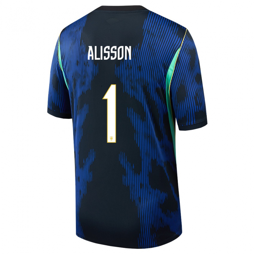 נשים ברזיל אליסון בקר #1 כחול כהה צהוב הרחק ג'רזי 26-28 חולצה קצרה