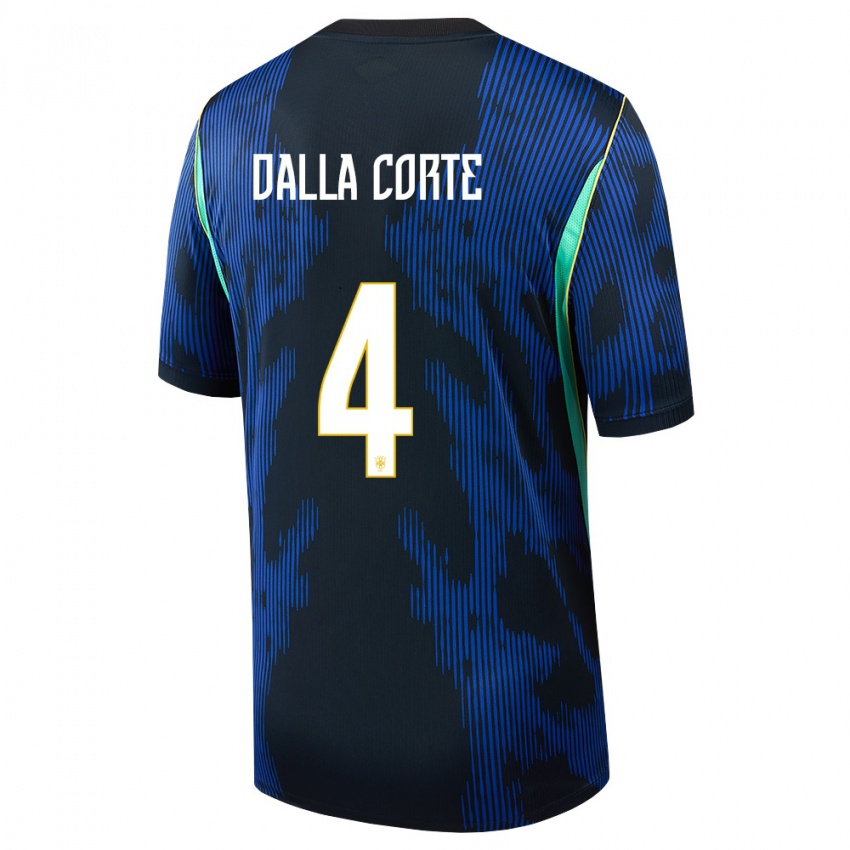 נשים ברזיל ז'ואאו דלה קורטה #4 כחול כהה צהוב הרחק ג'רזי 26-28 חולצה קצרה