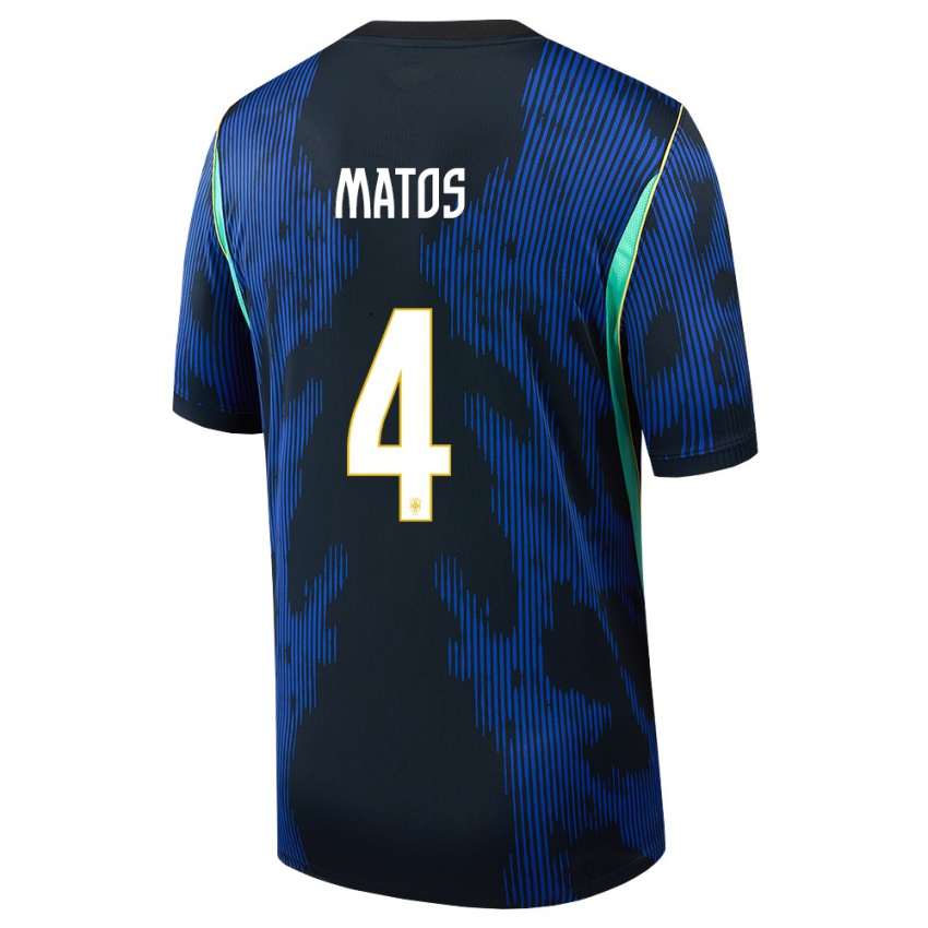 נשים ברזיל Ryan Matos #4 כחול כהה צהוב הרחק ג'רזי 26-28 חולצה קצרה