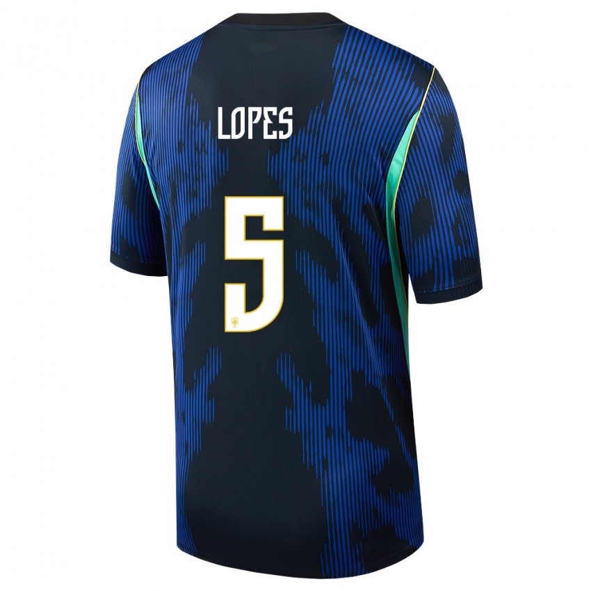 נשים ברזיל Lucas Lopes #5 כחול כהה צהוב הרחק ג'רזי 26-28 חולצה קצרה