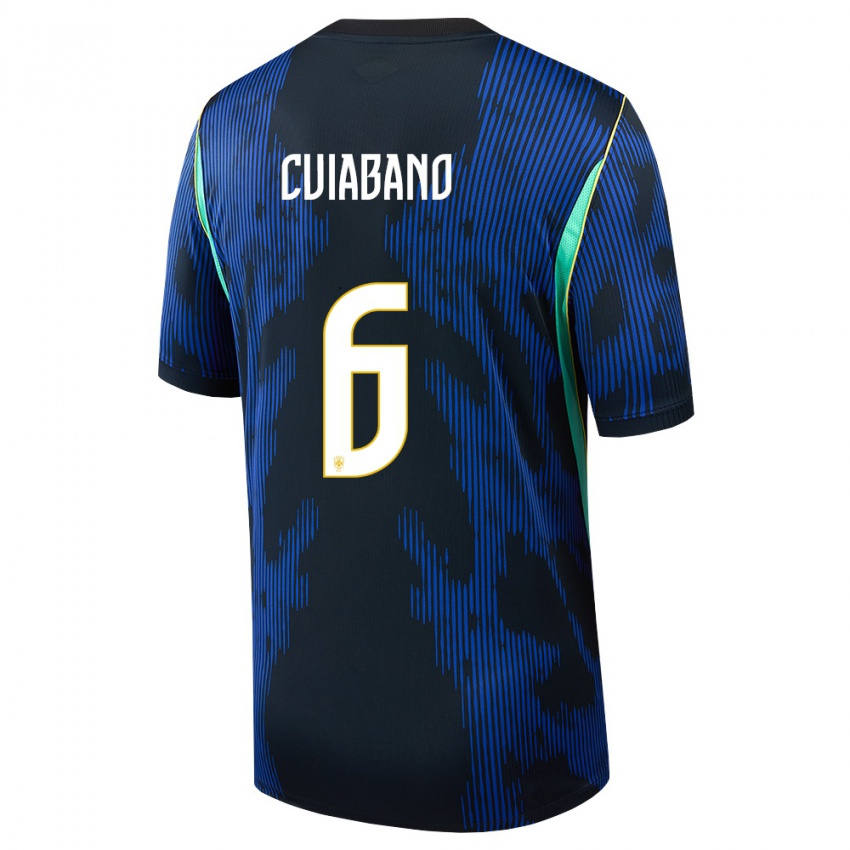 נשים ברזיל קויאבנו #6 כחול כהה צהוב הרחק ג'רזי 26-28 חולצה קצרה