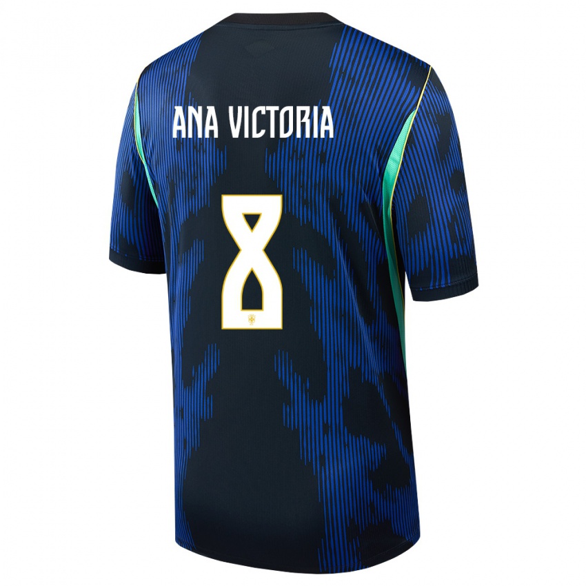 נשים ברזיל אנה ויקטוריה #8 כחול כהה צהוב הרחק ג'רזי 26-28 חולצה קצרה