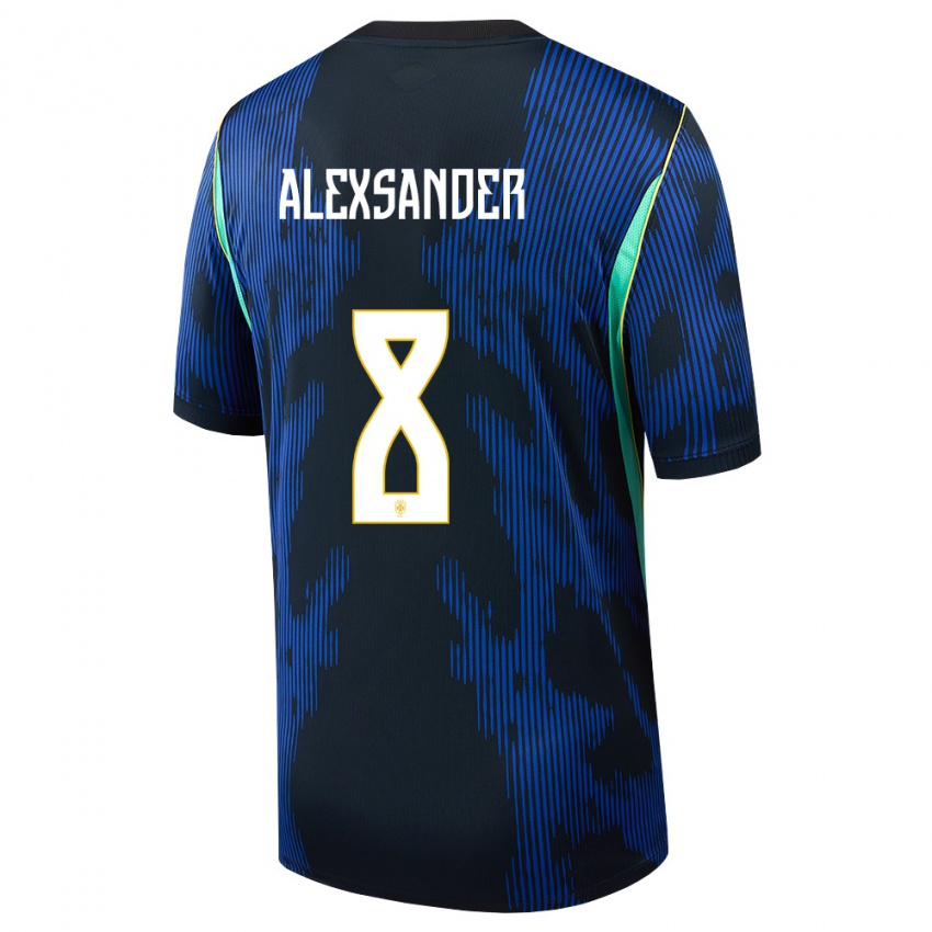 נשים ברזיל אלכסנדר #8 כחול כהה צהוב הרחק ג'רזי 26-28 חולצה קצרה