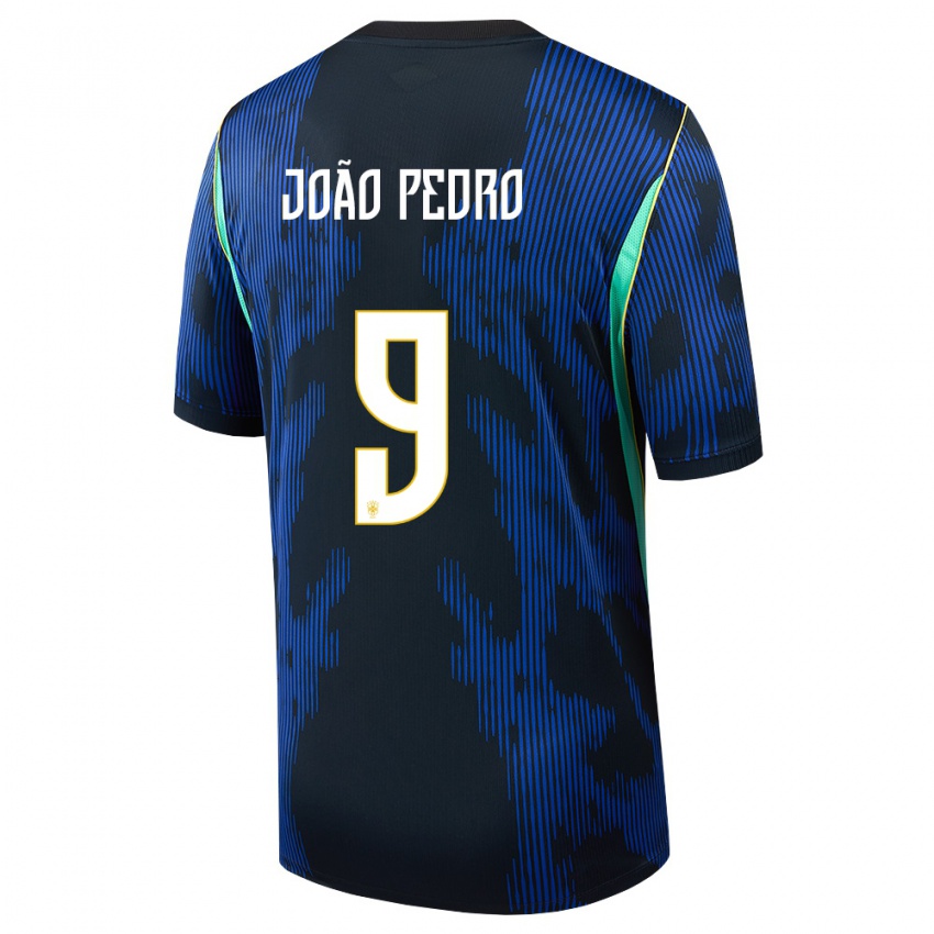 נשים ברזיל ז'ואאו פדרו #9 כחול כהה צהוב הרחק ג'רזי 26-28 חולצה קצרה