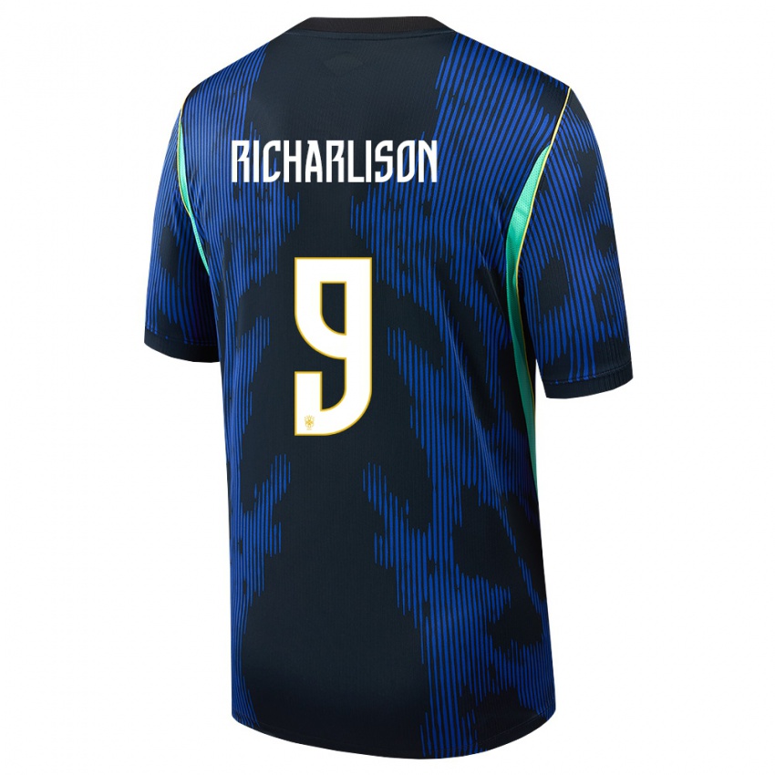 נשים ברזיל רישרליסון #9 כחול כהה צהוב הרחק ג'רזי 26-28 חולצה קצרה