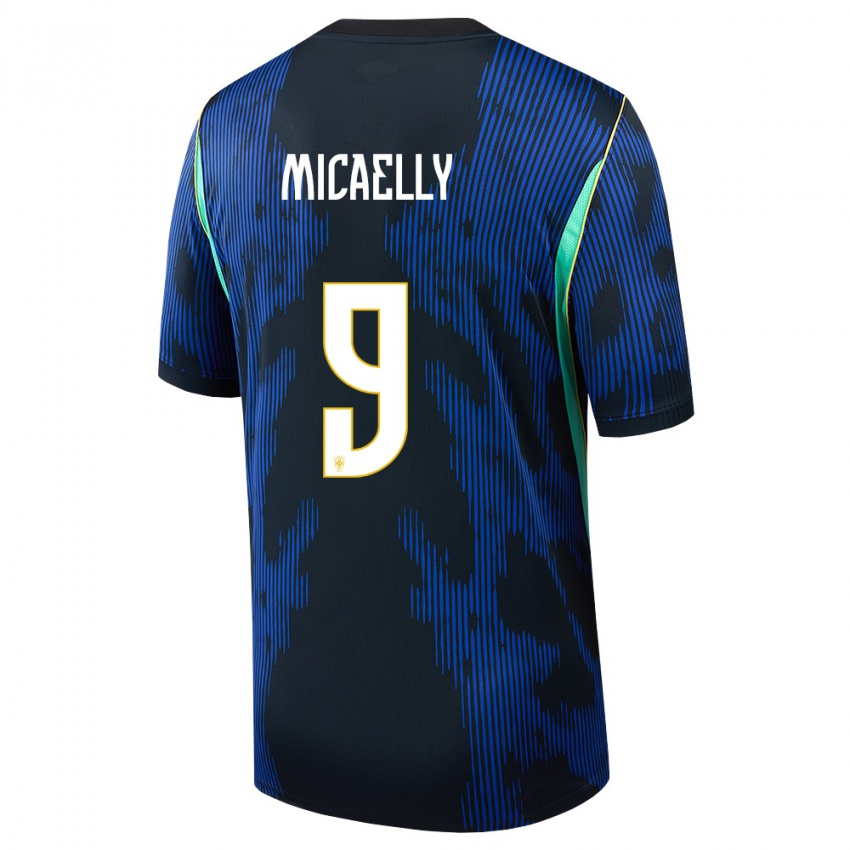 נשים ברזיל מיקאלי #9 כחול כהה צהוב הרחק ג'רזי 26-28 חולצה קצרה