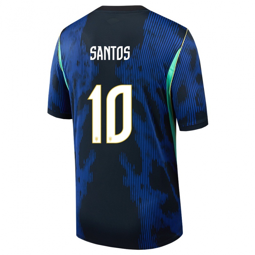 נשים ברזיל Kayke Santos #10 כחול כהה צהוב הרחק ג'רזי 26-28 חולצה קצרה