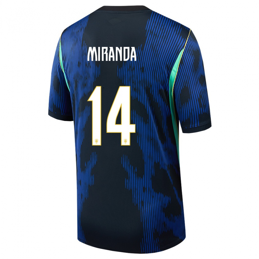 נשים ברזיל Lucas Miranda #14 כחול כהה צהוב הרחק ג'רזי 26-28 חולצה קצרה