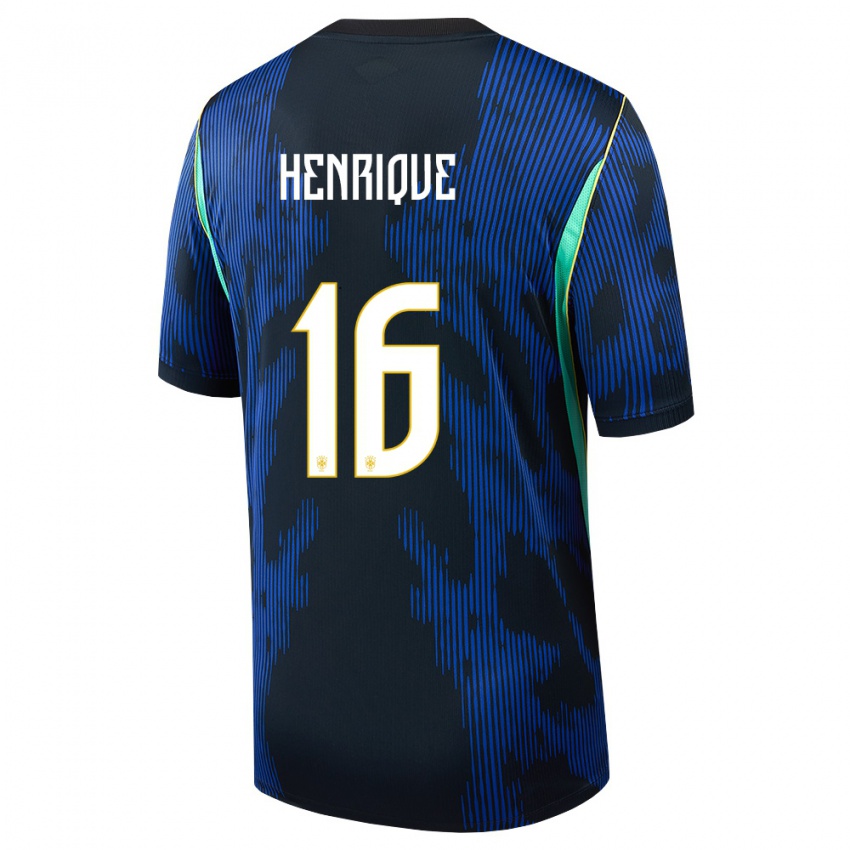 נשים ברזיל קאיו הנריקה #16 כחול כהה צהוב הרחק ג'רזי 26-28 חולצה קצרה