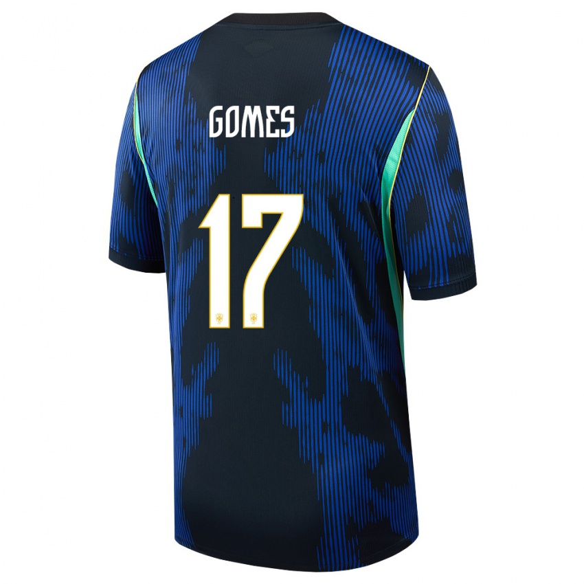 נשים ברזיל וויליאם גומס #17 כחול כהה צהוב הרחק ג'רזי 26-28 חולצה קצרה