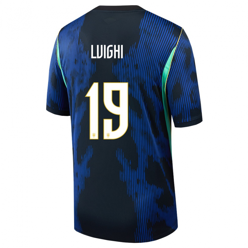 נשים ברזיל Luighi #19 כחול כהה צהוב הרחק ג'רזי 26-28 חולצה קצרה