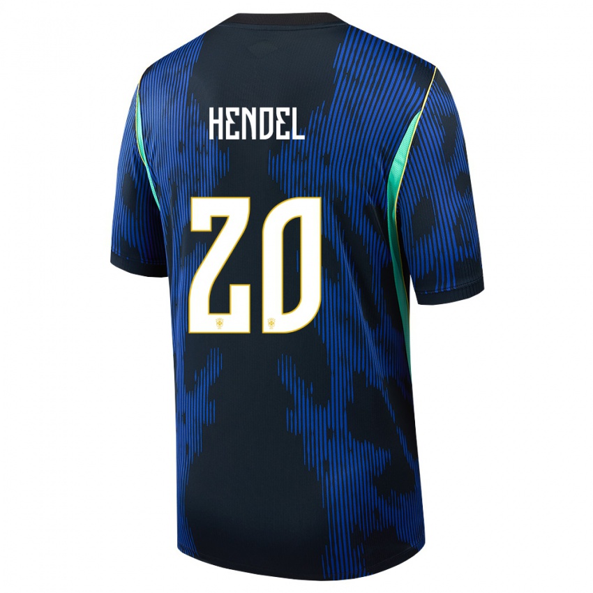 נשים ברזיל Hendel #20 כחול כהה צהוב הרחק ג'רזי 26-28 חולצה קצרה