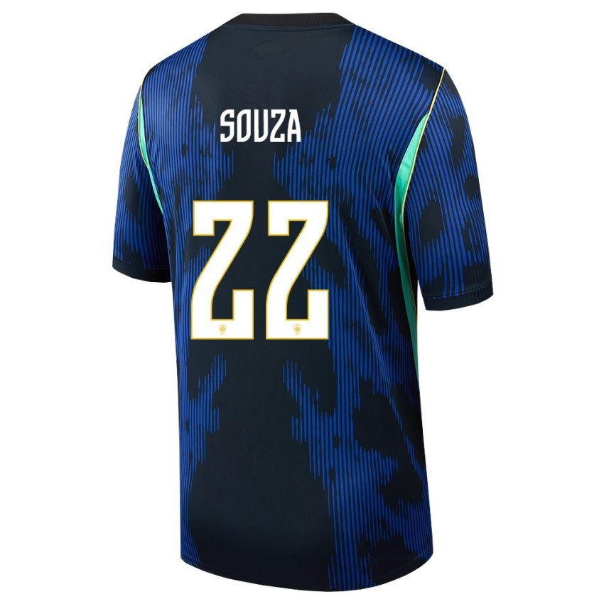 נשים ברזיל Luiz Souza #22 כחול כהה צהוב הרחק ג'רזי 26-28 חולצה קצרה
