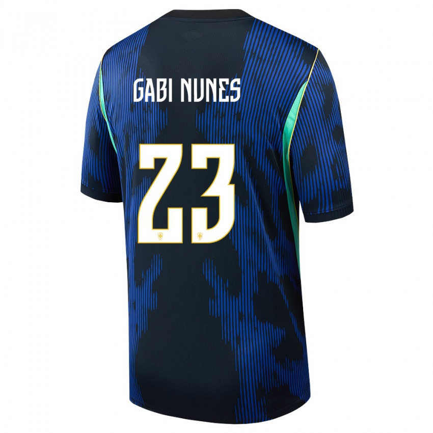 נשים ברזיל גבי נונס #23 כחול כהה צהוב הרחק ג'רזי 26-28 חולצה קצרה