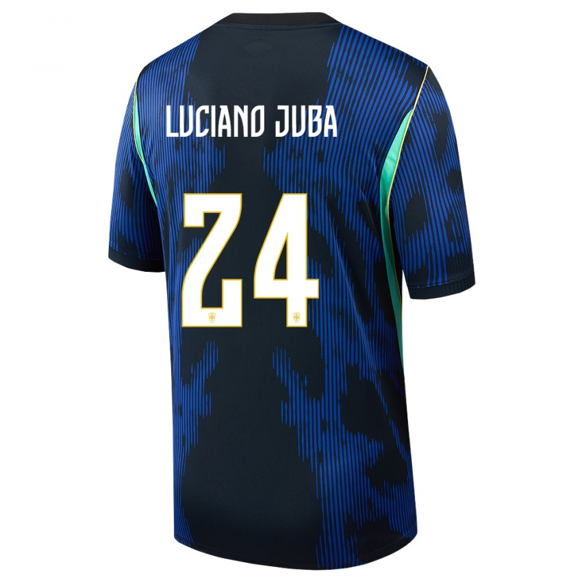 נשים ברזיל לוסיאנו ג׳ובה #24 כחול כהה צהוב הרחק ג'רזי 26-28 חולצה קצרה